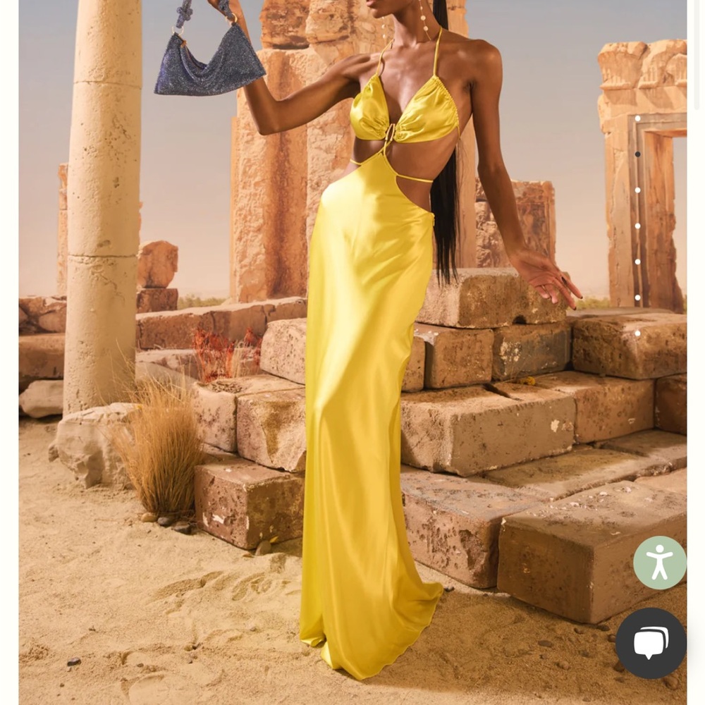 Cult Gaia Colette Gown Tahdig Yellow XS NWT